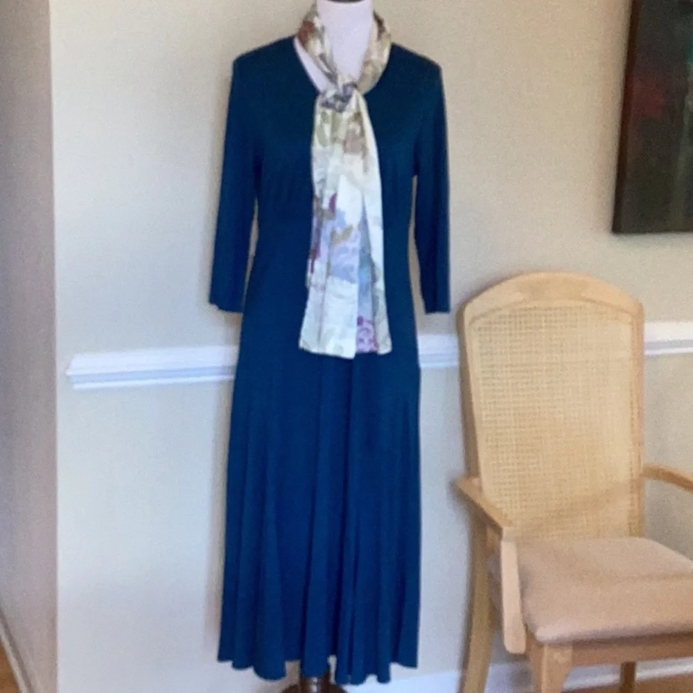 Two-Twenty Collection @blair.com deep blue knit midi dress with empire w… - Picture 7 of 13